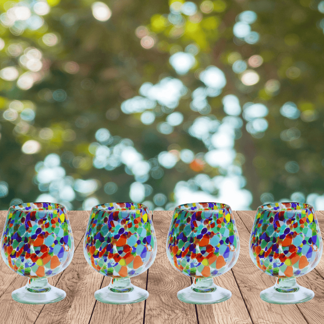 Multicolored Snifters Handblown Glassware ( Set of 4 ) - D'ART BOUGIE LLC