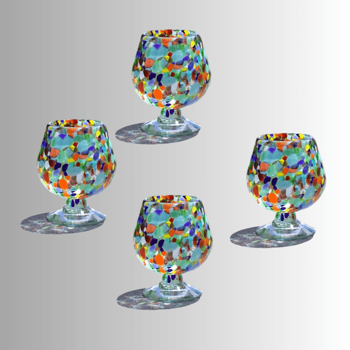 Multicolored Snifters Handblown Glassware ( Set of 4 ) - D'ART BOUGIE LLC